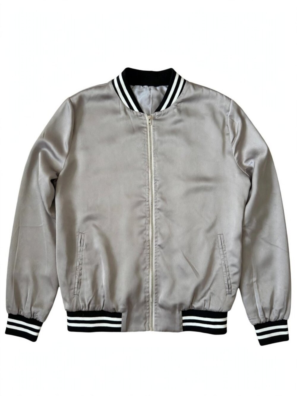 Sub Urban Riot Silver Satin Bomber Jacket Weekend Warriors Size XS